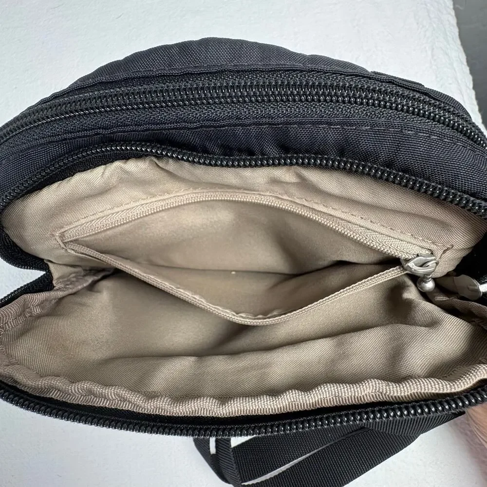 Baggallini Triple Zip Bagg Black Nylon Crossbody Travel Organizer Adjustable
